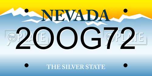 2OOG72 Nevada License Plate