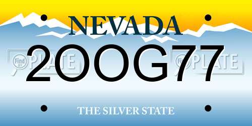 2OOG77 Nevada License Plate