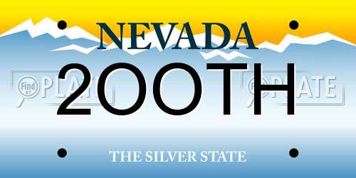 2OOTH Nevada License Plate