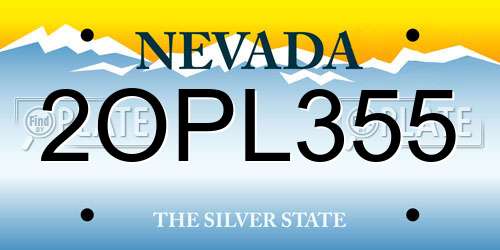 2OPL355 Nevada License Plate