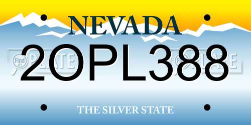 2OPL388 Nevada License Plate