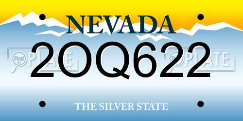 2OQ622 Nevada License Plate