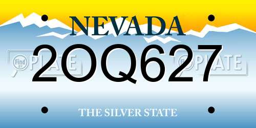 2OQ627 Nevada License Plate