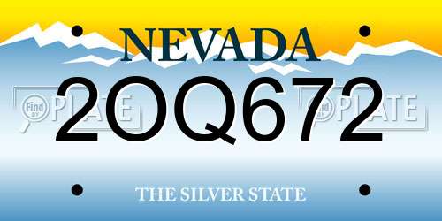 2OQ672 Nevada License Plate