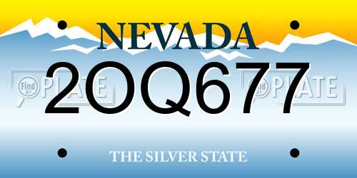 2OQ677 Nevada License Plate