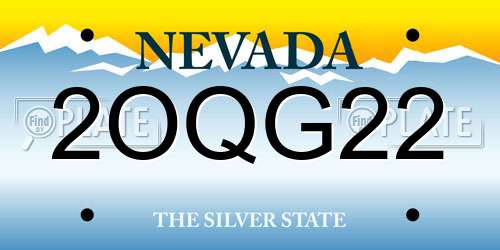 2OQG22 Nevada License Plate