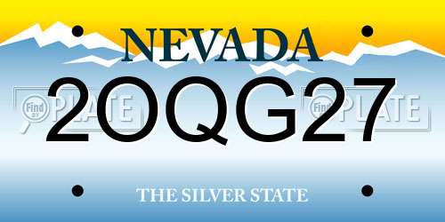 2OQG27 Nevada License Plate