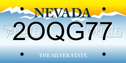 2OQG77 Nevada License Plate
