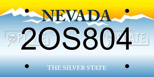 2OS804 Nevada License Plate
