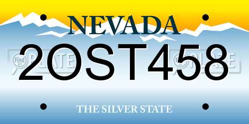 2OST458 Nevada License Plate