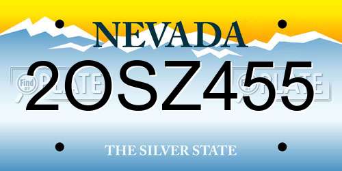 2OSZ455 Nevada License Plate