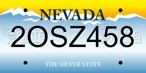 2OSZ458 Nevada License Plate