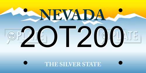 2OT200 Nevada License Plate