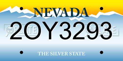 2OY3293 Nevada License Plate