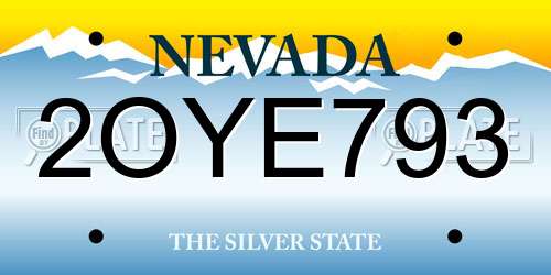 2OYE793 Nevada License Plate
