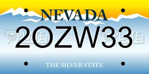 2OZW33 Nevada License Plate