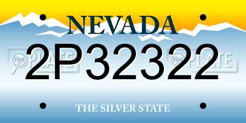 2P32322 Nevada License Plate