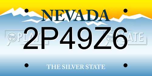 2P49Z6 Nevada License Plate