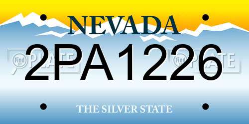 2PA1226 Nevada License Plate