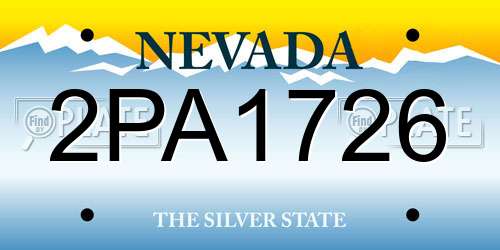 2PA1726 Nevada License Plate