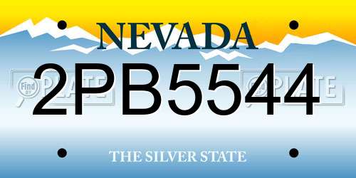 2PB5544 Nevada License Plate