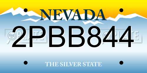 2PBB844 Nevada License Plate