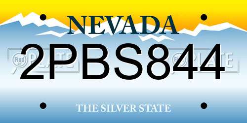 2PBS844 Nevada License Plate