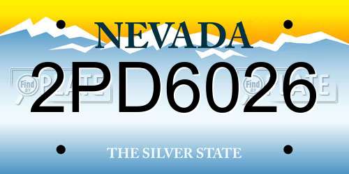 2PD6026 Nevada License Plate