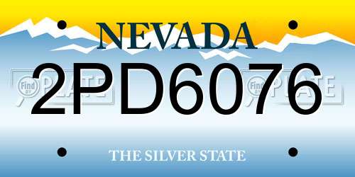 2PD6076 Nevada License Plate