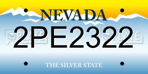 2PE2322 Nevada License Plate