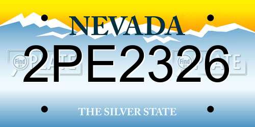 2PE2326 Nevada License Plate