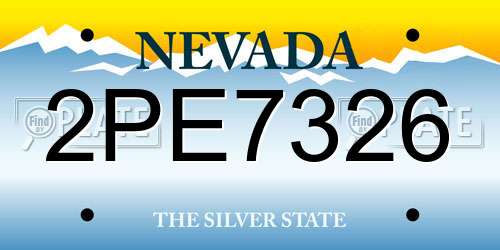 2PE7326 Nevada License Plate