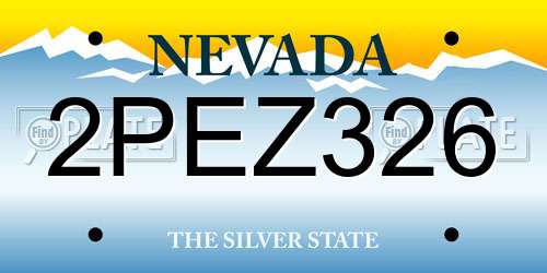 2PEZ326 Nevada License Plate