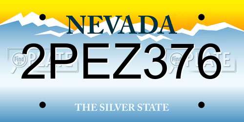 2PEZ376 Nevada License Plate