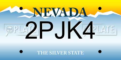 2PJK4 Nevada License Plate
