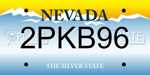2PKB96 Nevada License Plate