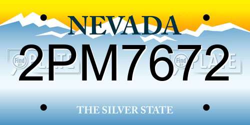 2PM7672 Nevada License Plate