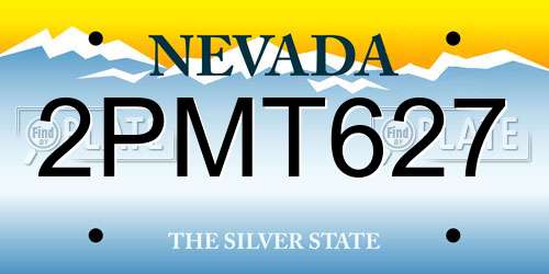2PMT627 Nevada License Plate
