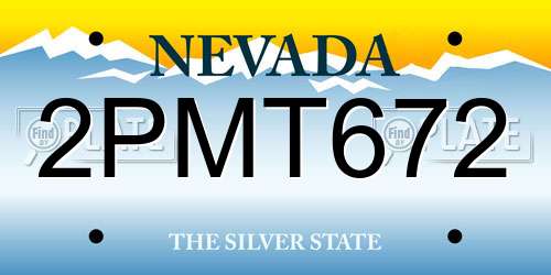 2PMT672 Nevada License Plate