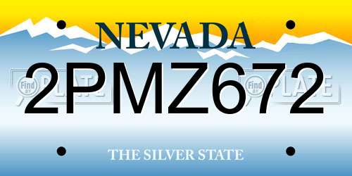 2PMZ672 Nevada License Plate