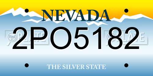 2PO5182 Nevada License Plate
