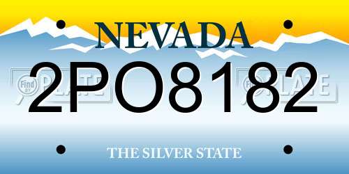 2PO8182 Nevada License Plate