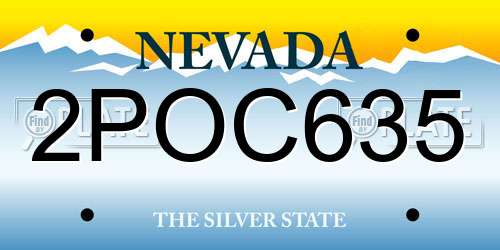 2POC635 Nevada License Plate