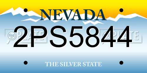 2PS5844 Nevada License Plate
