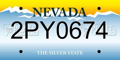 2PY0674 Nevada License Plate