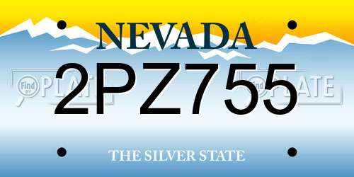2PZ755 Nevada License Plate