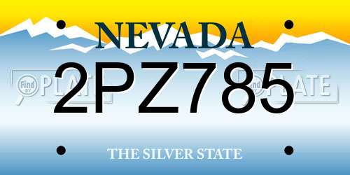 2PZ785 Nevada License Plate