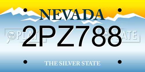 2PZ788 Nevada License Plate