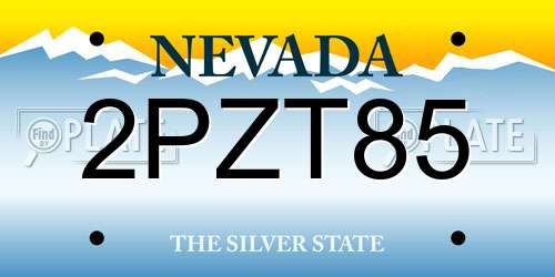 2PZT85 Nevada License Plate