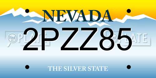 2PZZ85 Nevada License Plate